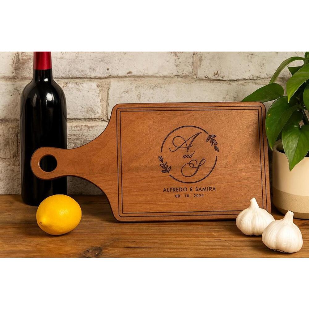 Custom Monogram Engraved Wooden Cutting Board Housewarming Gift